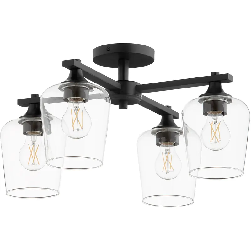 Veno 4 Light 22 inch Matte Black Semi Flush Mount Ceiling Light
