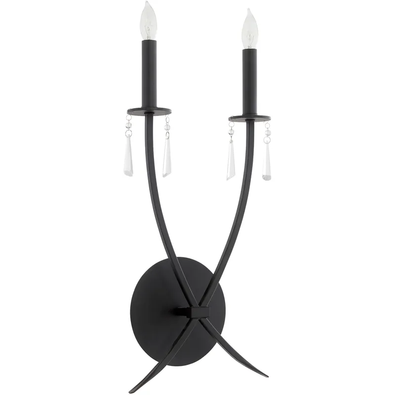 Majesty 2 Light 9.25 inch Matte Black Wall Mount Wall Light
