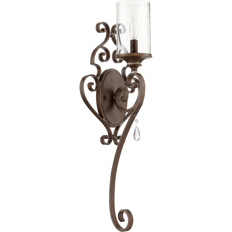 San Miguel 1 Light 9.25 inch Vintage Copper Wall Mount Wall Light, Clear Seeded