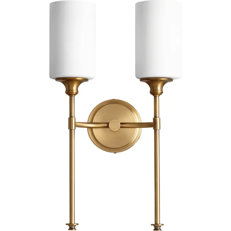 Celeste 2 Light 10.75 inch Aged Brass Wall Mount Wall Light, Satin Opal