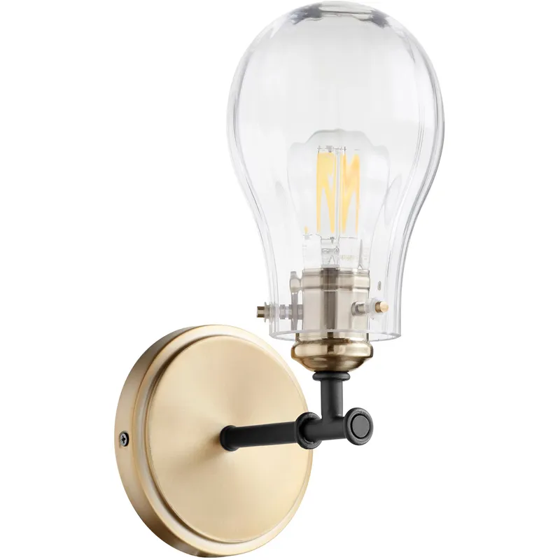 Fort Worth 1 Light 5 inch Noir with Aged Brass Wall Mount Wall Light