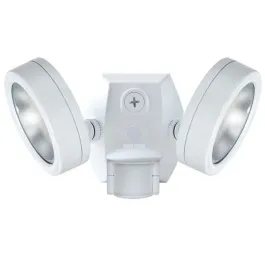 RAB LESLIE Dual Head LED Flood Light with Mini Sensor - 2 x 13W - 5000K - 120V - White