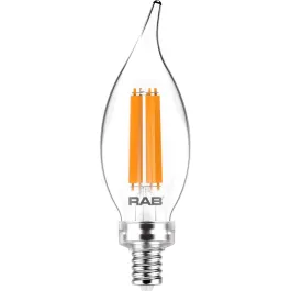 RAB 5.5W LED BA11 Filament Lamp - Dimmable - E12 Base - 2700K - 500 Lumens - 120V