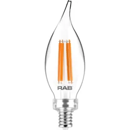 RAB 3.3W LED BA11 Filament Lamp - Dimmable - E12 Base - 2700K - 300 Lumens - 120V