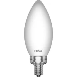 RAB 5.5W LED B11 Filament Lamp - Dimmable - E12 Base - 2700K - 500 Lumens - 120V