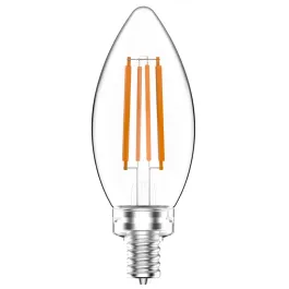 RAB 5W B11 LED Filament Lamp - E12 Base - Clear Lens - 3000K - 500 Lumens - 120V