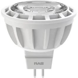 RAB 8W LED MR16 Lamp - GU5.3 Base - 25º Beam Angle - Dimmable - 3000K - 570 Lumens - 12V