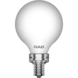 RAB 3.8W LED G16.5 Filament Lamp - Dimmable - E12 Base - 2700K - 350 Lumens - 120V