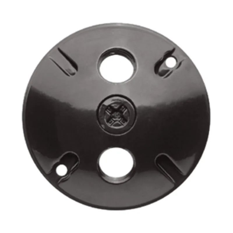 Weatherproof Cover, Round, (3) 1/2" Outlets, 4" Diameter, Aluminum Die Cast, Bronze