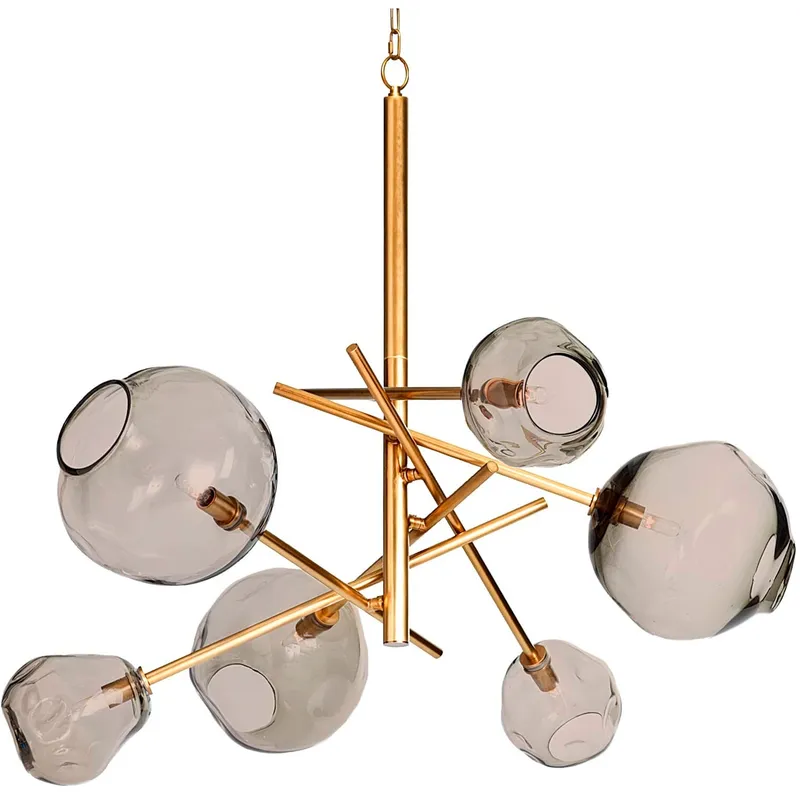 Molten 6 Light 43.5 inch Natural Brass Chandelier Ceiling Light