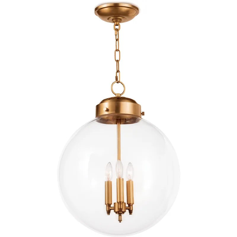 Globe 3 Light 15 inch Natural Brass Pendant Ceiling Light
