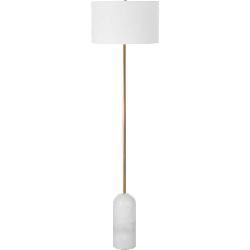 Lozica 62.5 inch 100 watt Antique Brushed Brass and Honed White Floor Lamp Portable Light