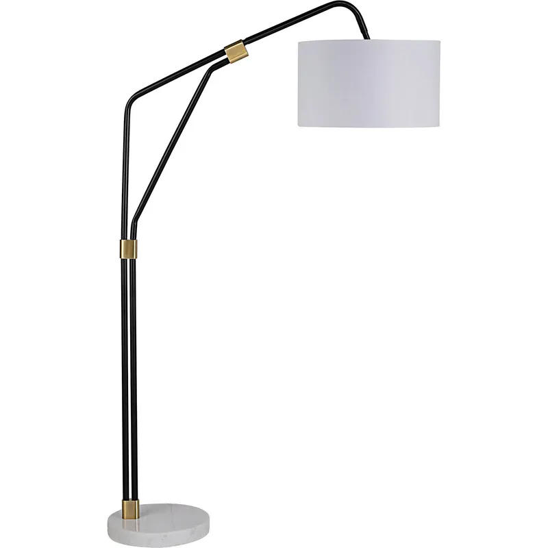 Wroxton 71 inch 100.00 watt Antique Brass and Matte Black with White Floor Lamp Portable Light