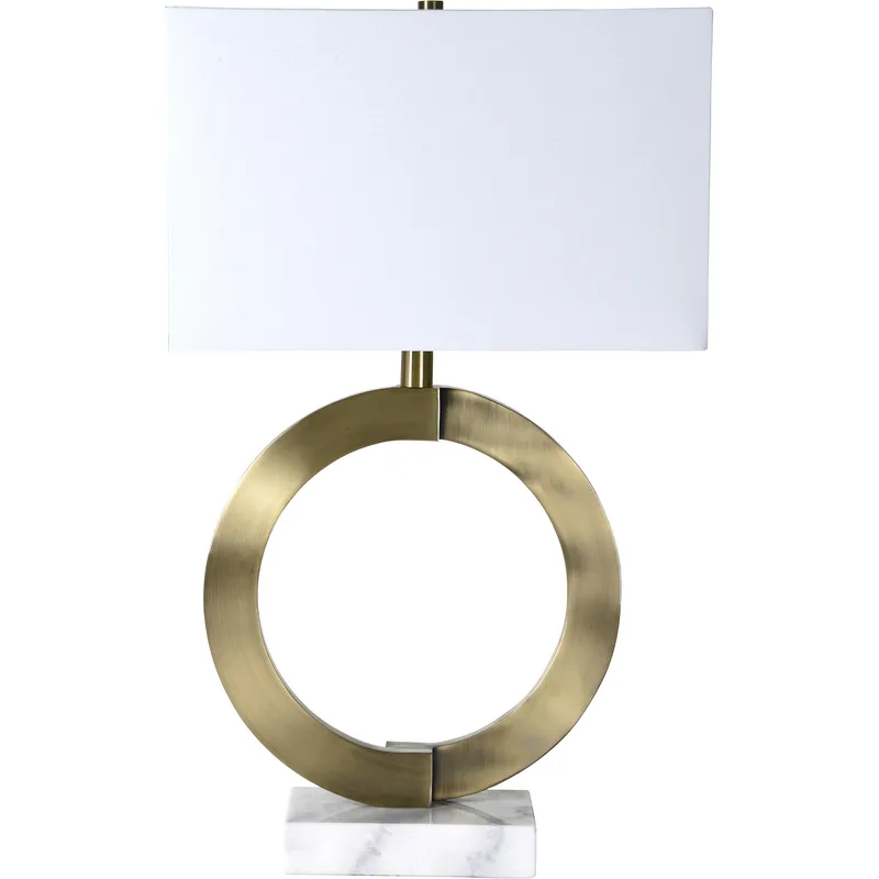 Skylar 27 inch 100 watt Antique Brass and White Table Lamp Portable Light