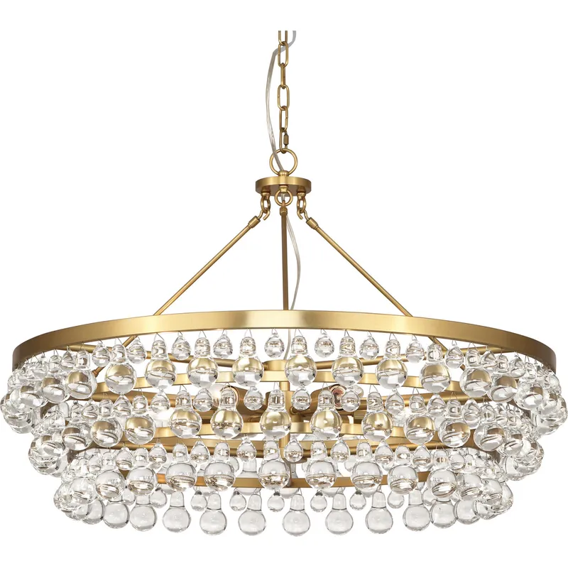 Bling 6 Light 35 inch Antique Brass Chandelier Ceiling Light