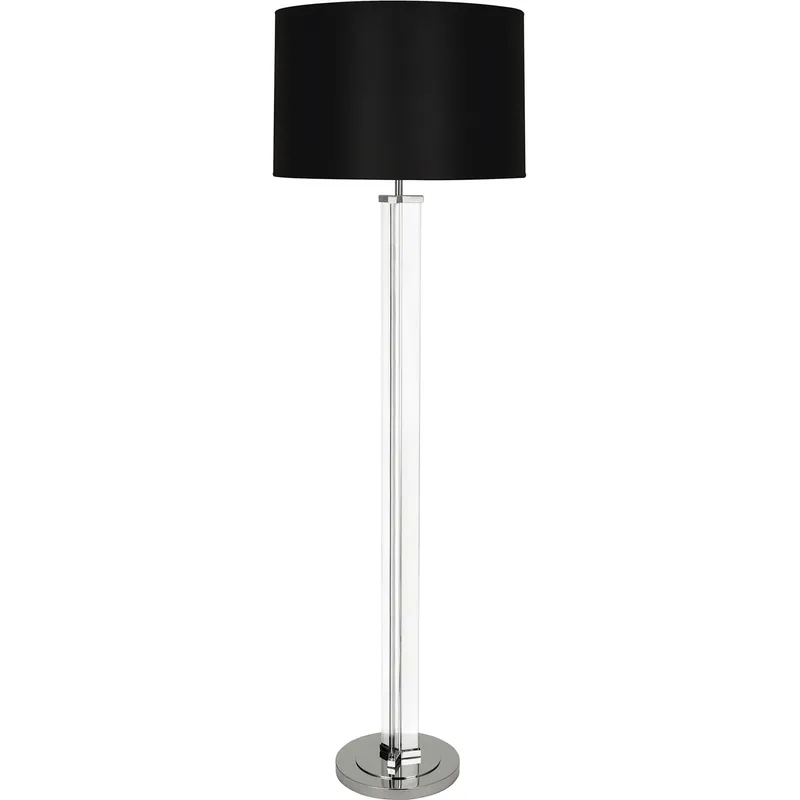 Fineas 65.38 inch 150 watt Clear Glass with Polished Nickel Floor Lamp Portable Light in Black With White