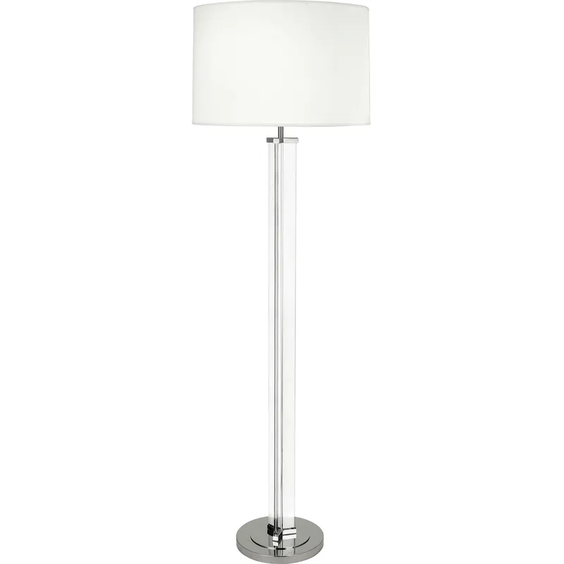 Fineas 65.38 inch 150 watt Clear Glass with Polished Nickel Floor Lamp Portable Light in Ascot White