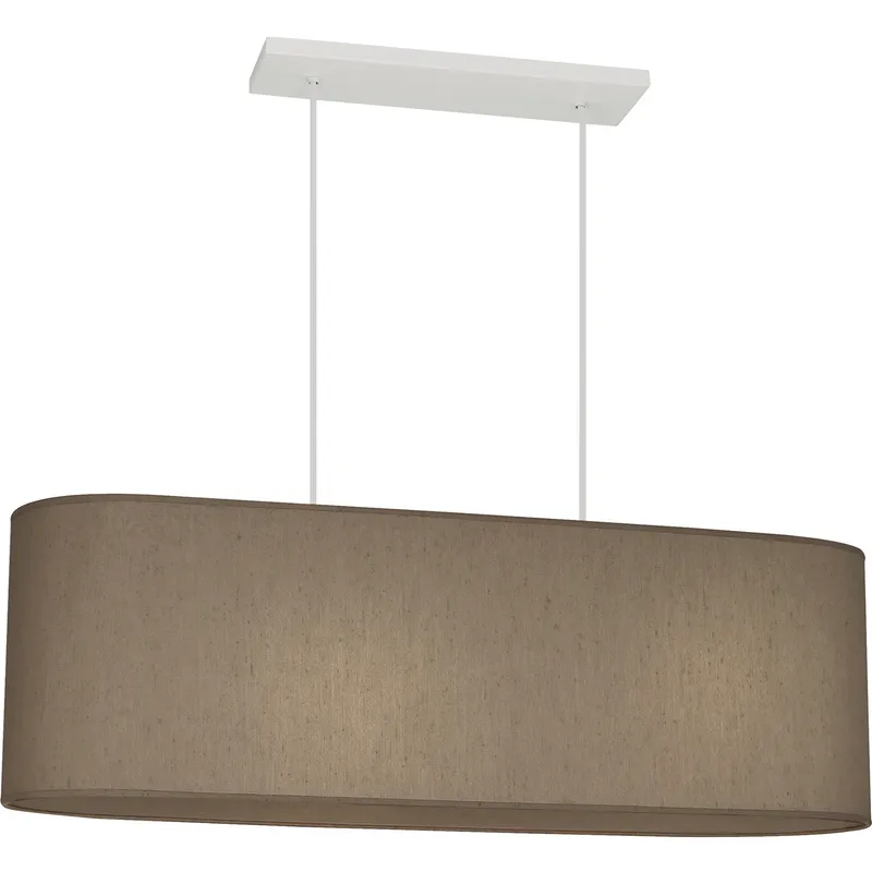 Elena 2 Light 36 inch Painted White Pendant Ceiling Light in Mushroom Dupioni