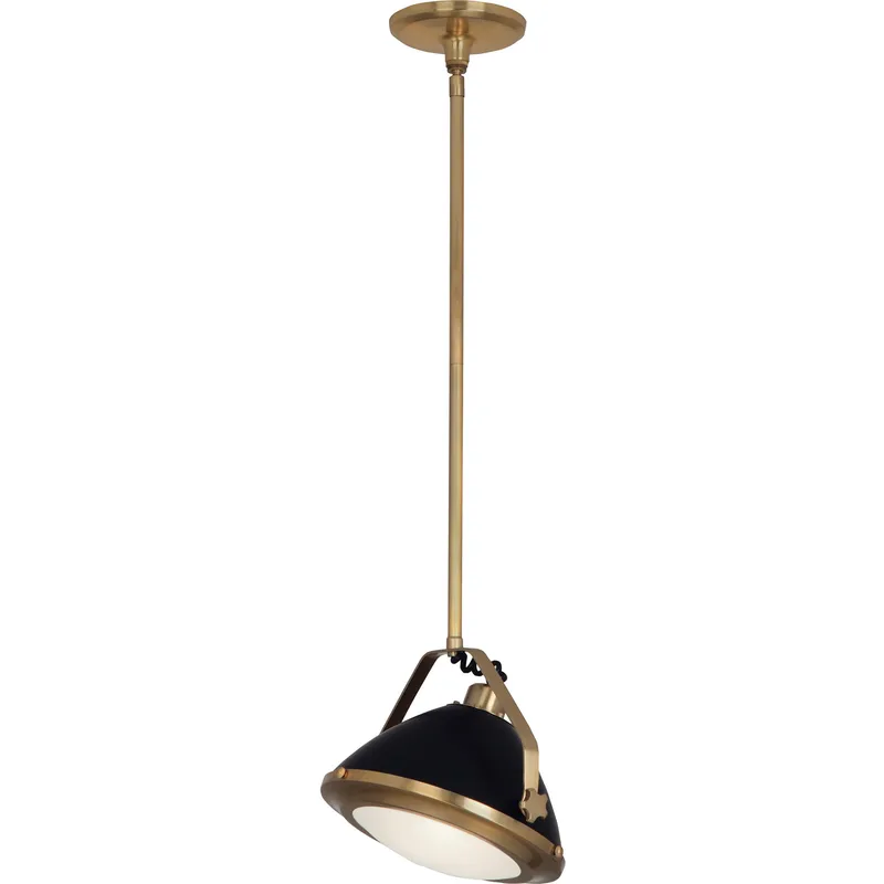 Apollo 1 Light 13.25 inch Antique Brass with Matte Black Pendant Ceiling Light