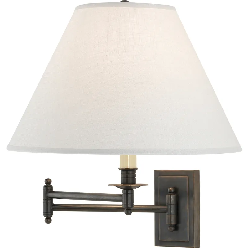 Kinetic 24 inch 150 watt Deep Patina Bronze Wall Swinger Wall Light in Oyster Linen