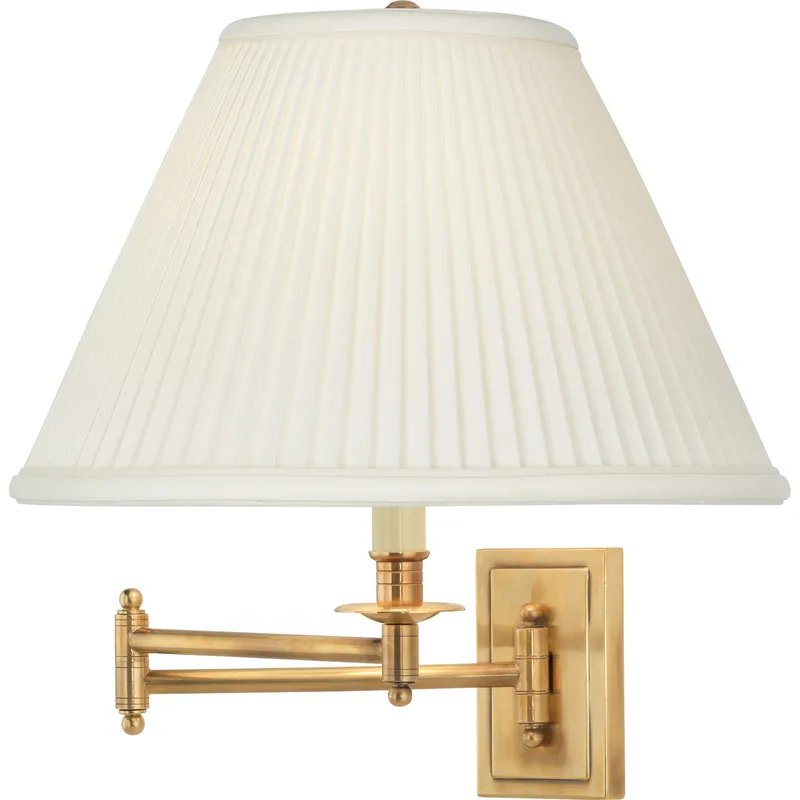 Kinetic 14 inch 150 watt Antique Brass Wall Swinger Wall Light in Natural Side Pleat