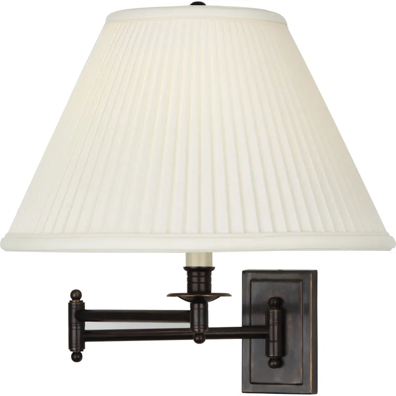 Kinetic 14 inch 150 watt Deep Patina Bronze Wall Swinger Wall Light in Natural Side Pleat