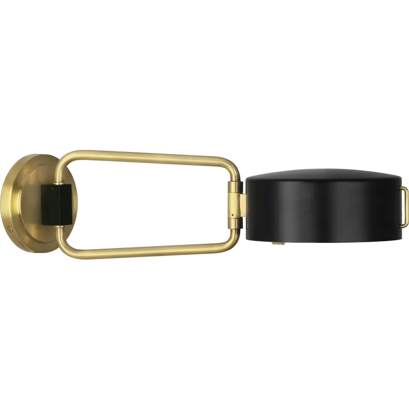 Simon 10.63 inch 60 watt Satin Black with Modern Brass Wall Swinger Wall Light