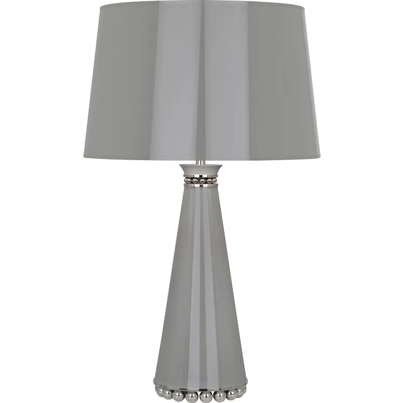 Pearl 29.38 inch 150 watt Smoky Taupe Table Lamp Portable Light in Polished Nickel, Smoky Taupe with Silver
