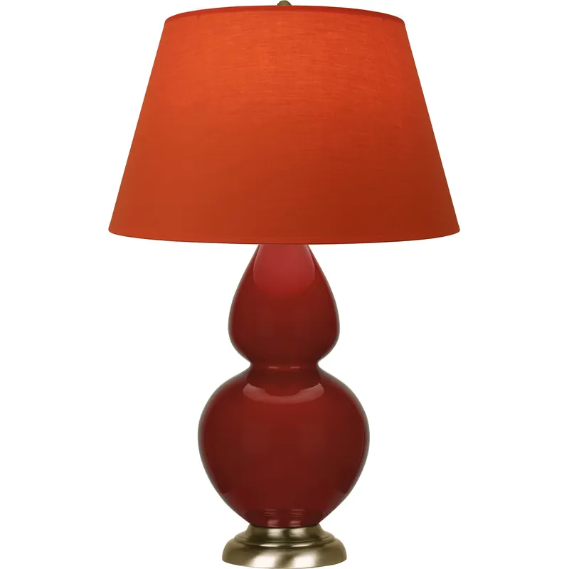 Double Gourd 31 inch 150 watt Oxblood with Antique Brass Table Lamp Portable Light in Tangerine with Taupe
