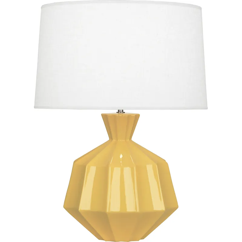 Orion 27 inch 150 watt Sunset Yellow Table Lamp Portable Light, Polished Nickel Accents