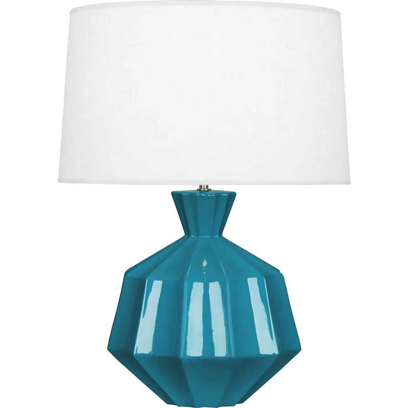 Orion 27 inch 150 watt Peacock Table Lamp Portable Light, Polished Nickel Accents
