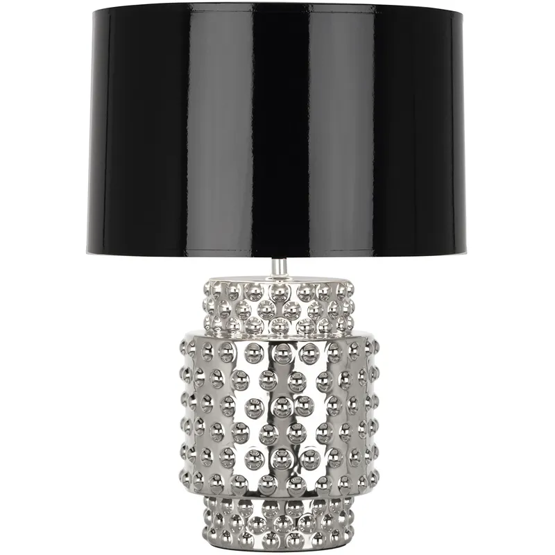 Small Dolly 21.38 inch 150 watt Nickel Metallic Accent Lamp Portable Light in Black With Silver