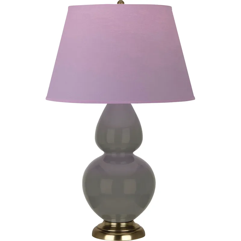 Double Gourd 31 inch 150 watt Ash Glazed Ceramic with Antique Brass Table Lamp Portable Light in Lavender with Plum