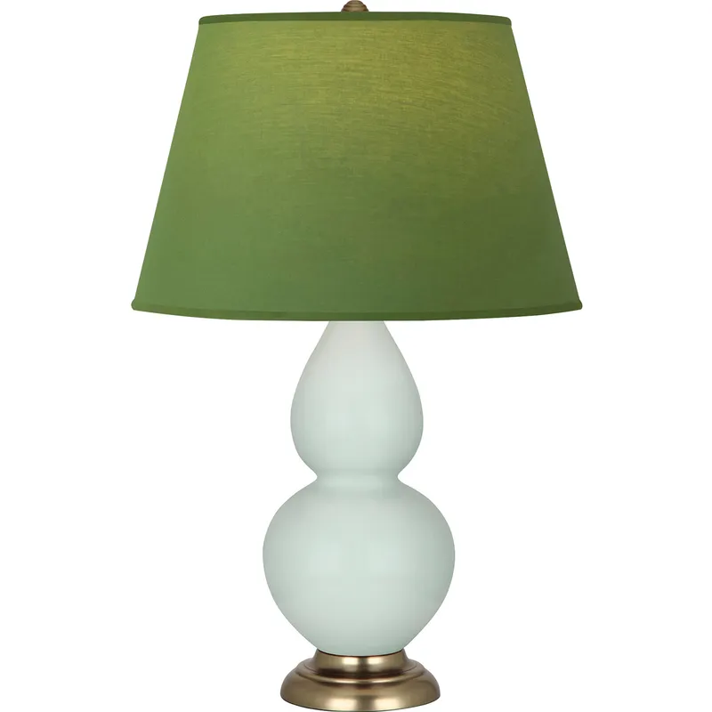 Double Gourd 31 inch 150 watt Celadon Glazed Ceramic with Antique Brass Accents Table Lamp Portable Light in Tea Green with Taupe