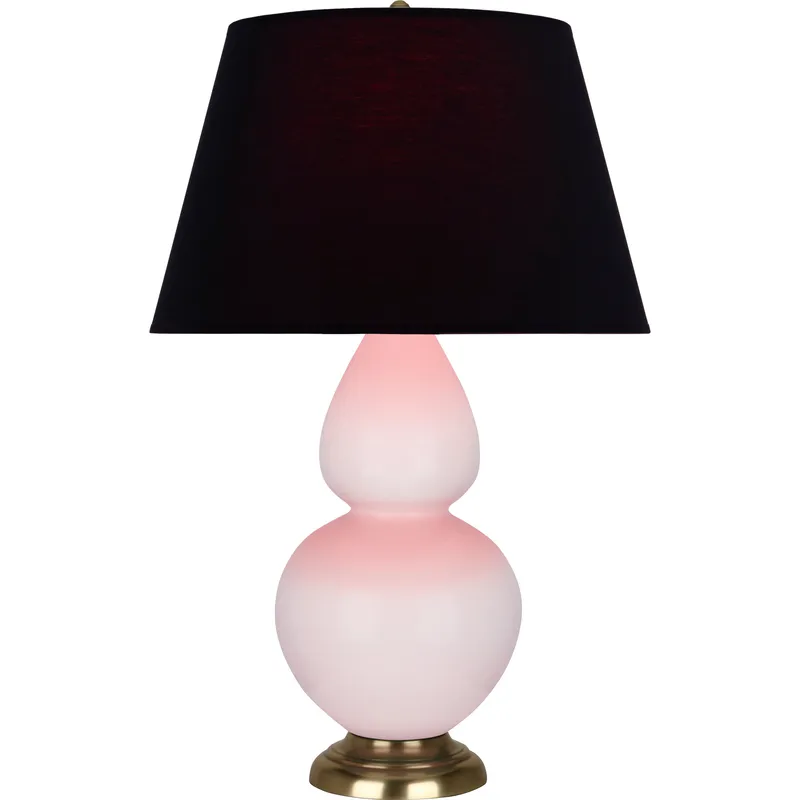 Double Gourd 31 inch 150 watt Rose Water with Antique Brass Table Lamp Portable Light in Ink Black with Rose Red
