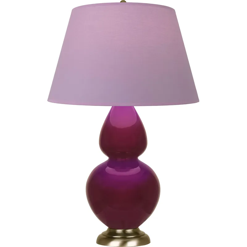 Double Gourd 31 inch 150 watt Sugar Plum with Antique Brass Table Lamp Portable Light in Lavender with Plum