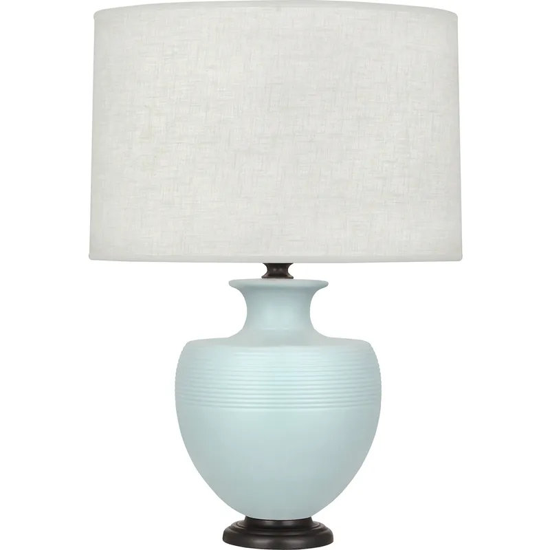 Michael Berman Atlas 25.25 inch 150 watt Matte Sky Blue Table Lamp Portable Light in Deep Patina Bronze