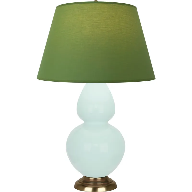 Double Gourd 31 inch 150 watt Mint with Antique Brass Table Lamp Portable Light in Tea Green with Taupe