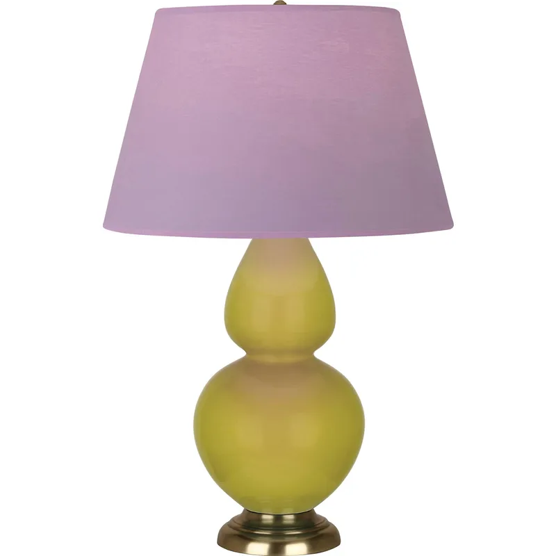 Double Gourd 31 inch 150 watt Citron Glazed Ceramic with Antique Brass Table Lamp Portable Light in Lavender with Plum