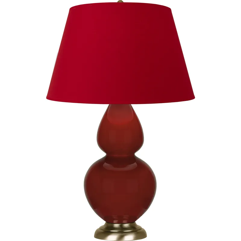Double Gourd 31 inch 150 watt Oxblood with Antique Brass Table Lamp Portable Light in Rose Red with Ink Black