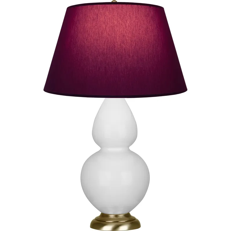 Double Gourd 31 inch 150 watt Daisy Glazed Ceramic with Antique Natural Brass Table Lamp Portable Light in Plum with Lavender