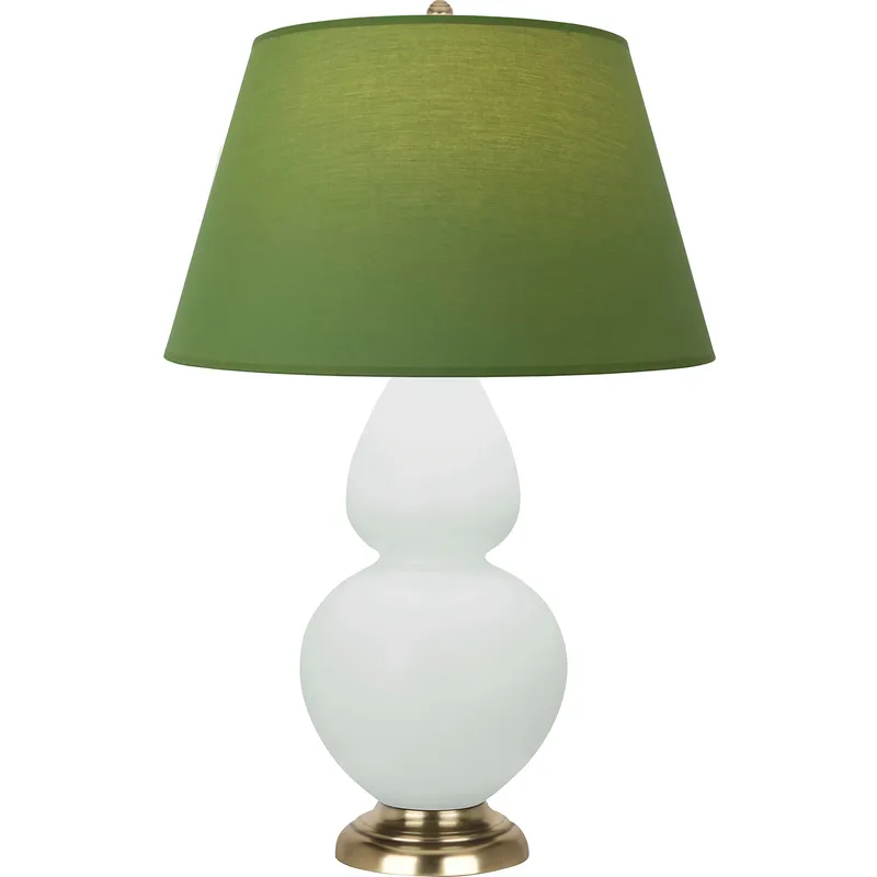 Double Gourd 31 inch 150 watt Matte Celadon Glazed Ceramic with Antique Brass Accents Table Lamp Portable Light in Tea Green with Taupe