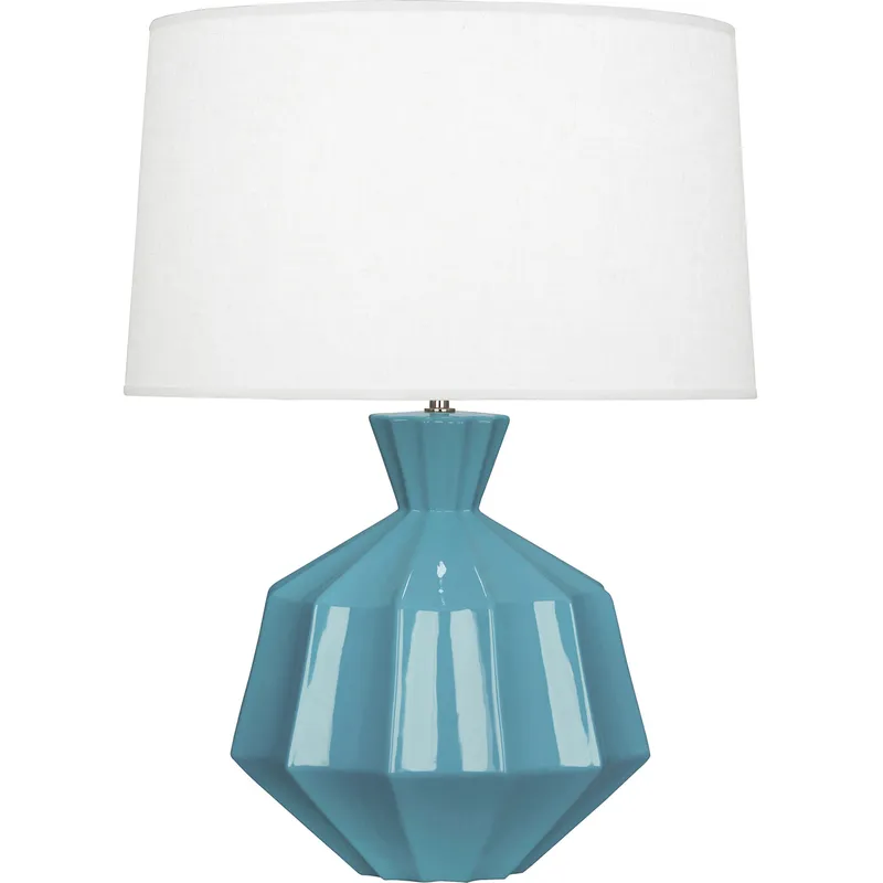 Orion 27 inch 150 watt Steel Blue Table Lamp Portable Light, Polished Nickel Accents