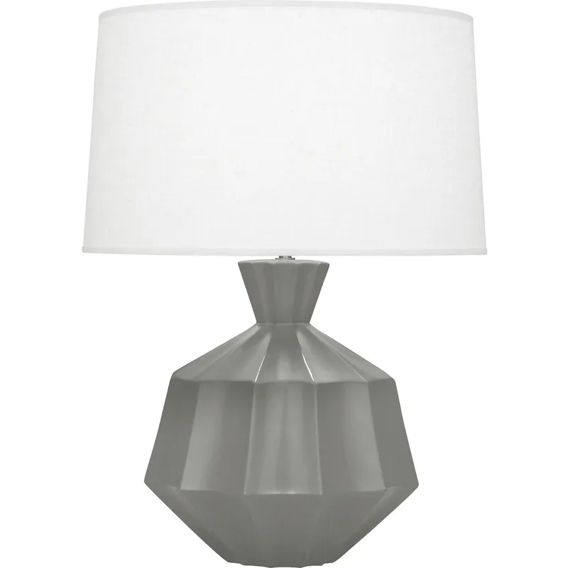 Orion 27 inch 150 watt Matte Smoky Taupe Table Lamp Portable Light, Polished Nickel Accents