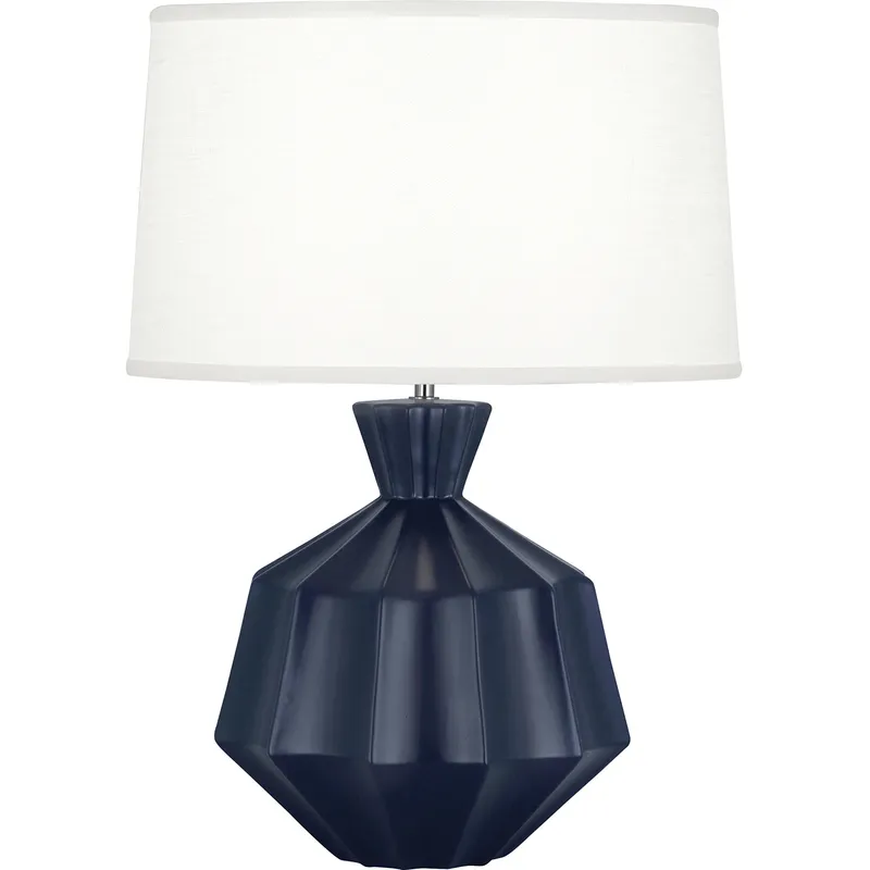Orion 27 inch 150 watt Matte Midnight Blue Table Lamp Portable Light, Polished Nickel Accents
