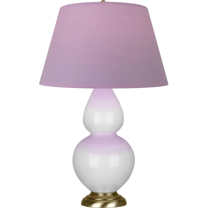 Double Gourd 31 inch 150 watt Lily Glazed Ceramic with Antique Natural Brass Table Lamp Portable Light in Lavender with Plum