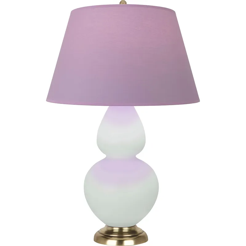 Double Gourd 31 inch 150 watt Matte Celadon Glazed Ceramic with Antique Brass Accents Table Lamp Portable Light in Lavender with Plum