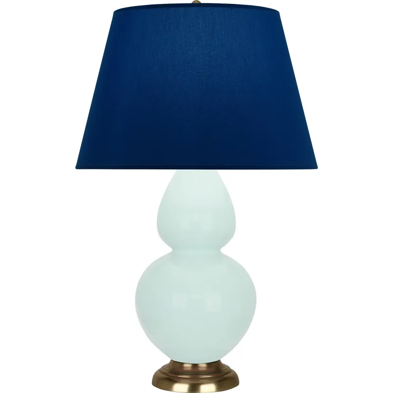Double Gourd 31 inch 150 watt Mint with Antique Brass Table Lamp Portable Light in Navy with Gray