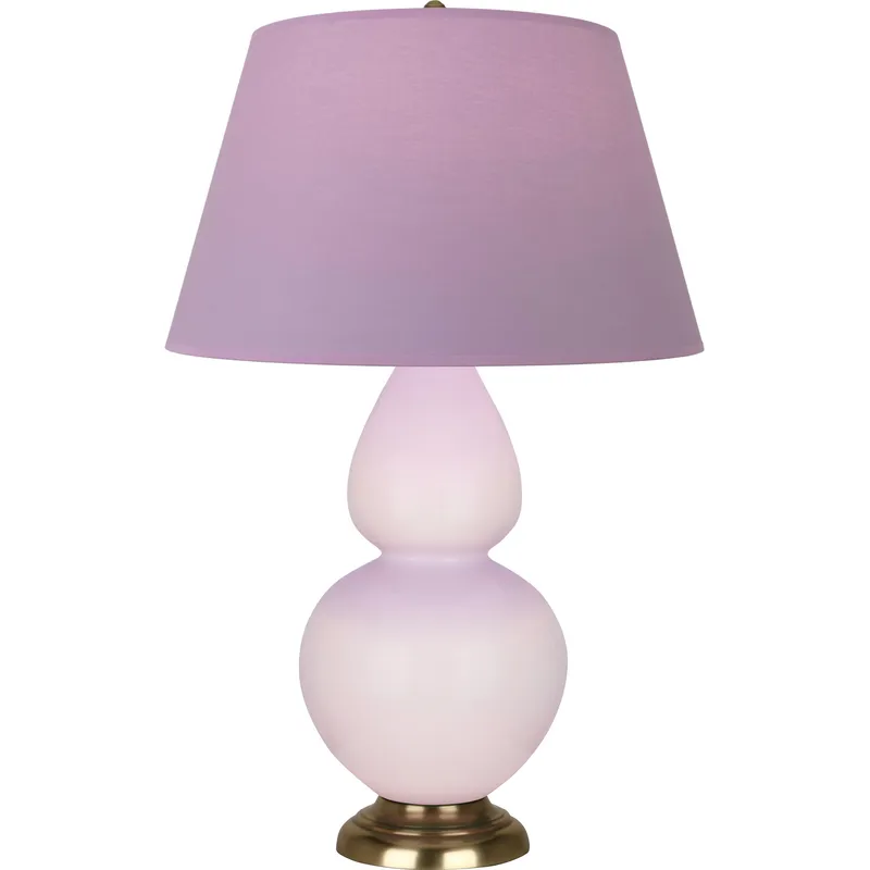 Double Gourd 31 inch 150 watt Rose Water with Antique Brass Table Lamp Portable Light in Lavender with Plum