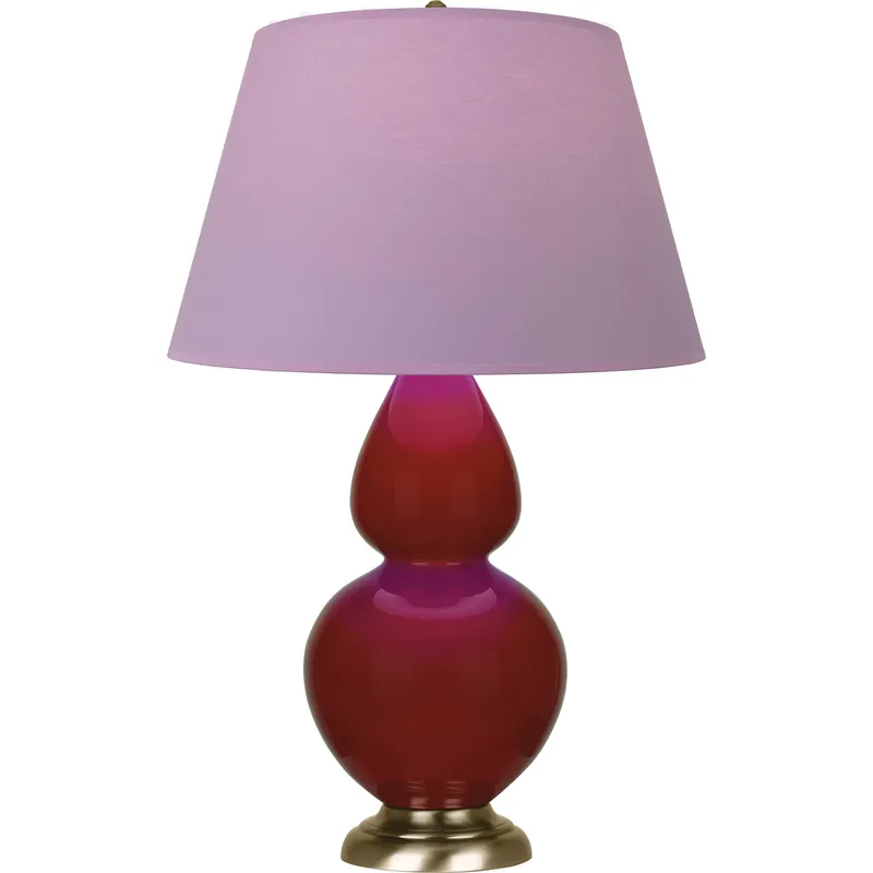 Double Gourd 31 inch 150 watt Oxblood with Antique Brass Table Lamp Portable Light in Lavender with Plum